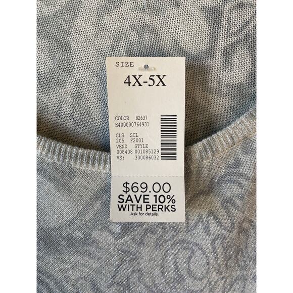 Catherines Poncho Sweater Women Size 4x/5x Gray Silver Gold Knit Pullover Casual - Picture 5 of 12